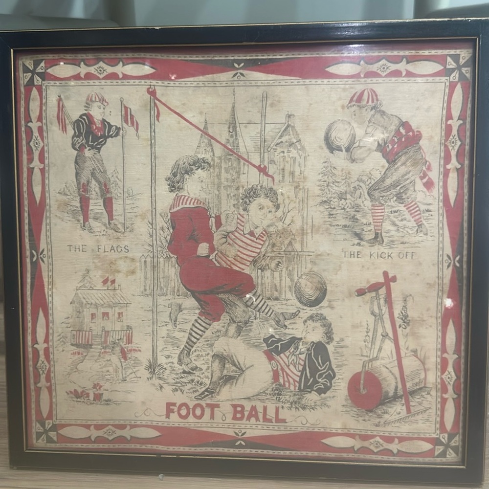 VERY OLD vintage Soccer Foot Ball Football boy’s room Framed print football FC
